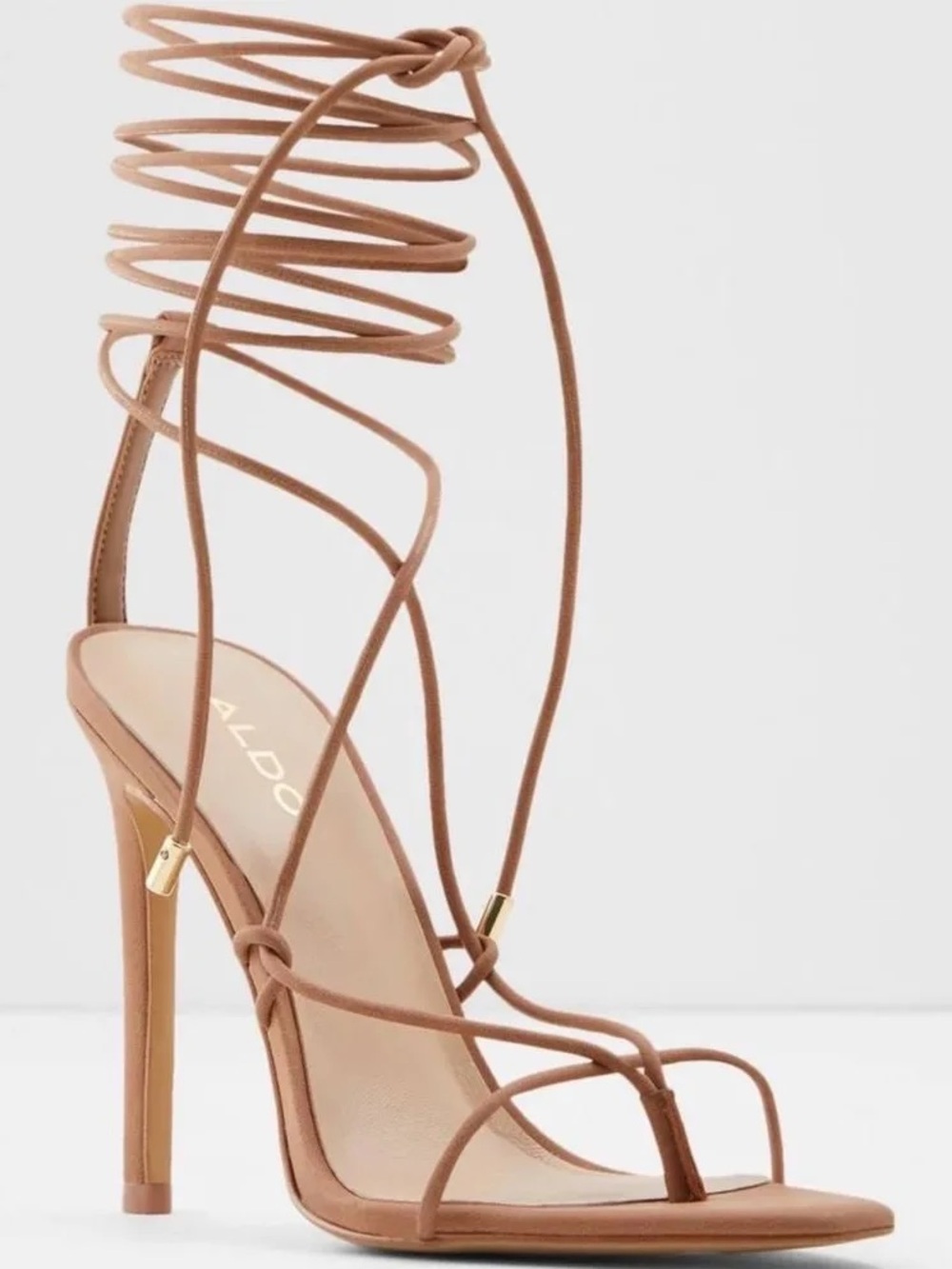 ALDO Tan Wraparound Lace-Up Stiletto Sandals
